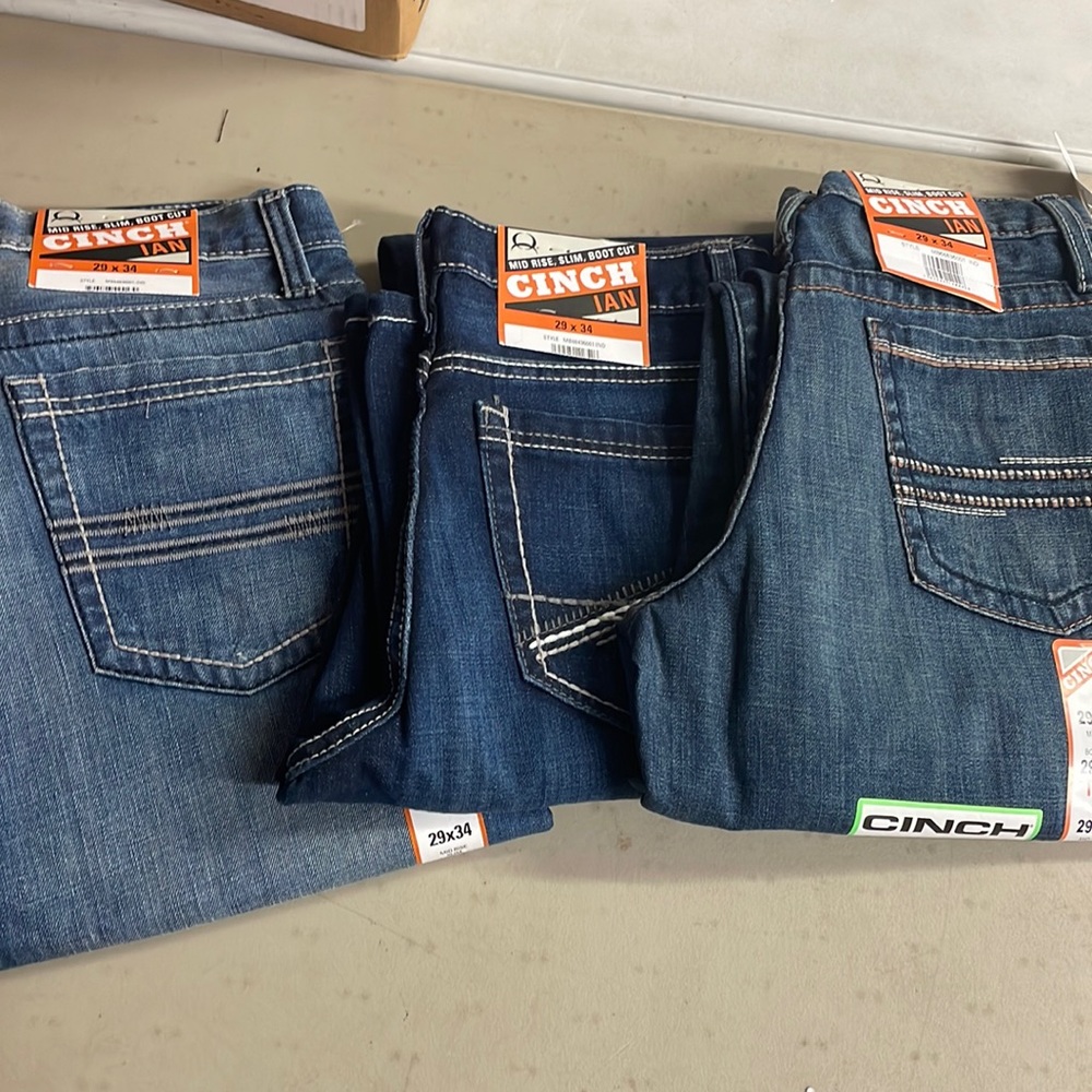 3 pair of mens cinch jeans nwt 29x34